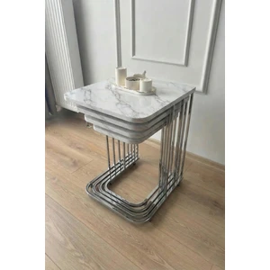 4'lü Tekerlekli Modern Zigon Sehpa