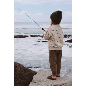 Araba Baskılı Sweatshirt Takım 1-5 Yaş Bej