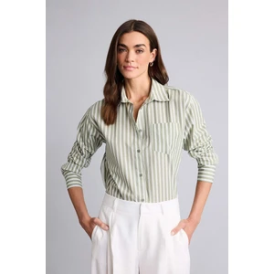 Oversize Çizgili Poplin Gömlek H1476AX26SP