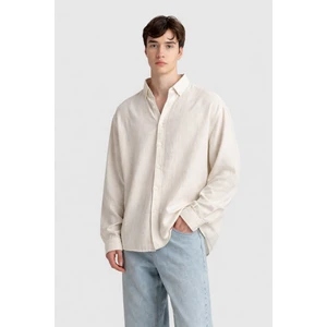 Giesto Dökümlü Oversıze Keten Gömlek