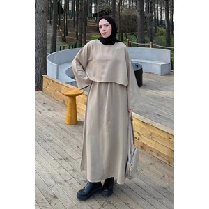 Etekli Tesettür Takım Bej