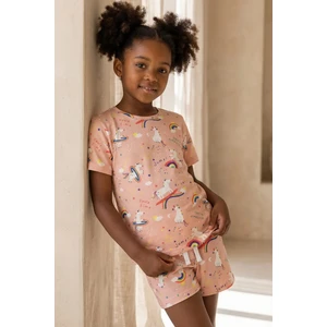 Unicorn Desenli Çocuk Şort Takım