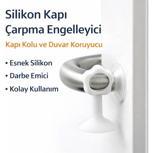 4 Lü Vantuzlu Geçmeli Kapı Kolu Stoper Set Beyaz