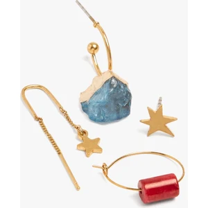 Asimetrik Taşlı Küpe Seti