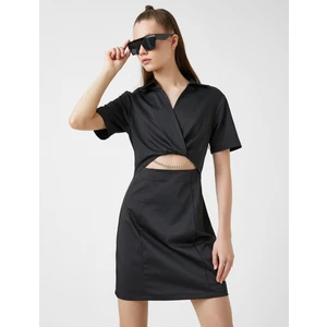 Pencere Detaylı Mini Elbise