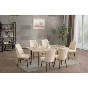 Yonga Concept Luna 6 Sandalyeli Mutfak Masa Takımı Krem