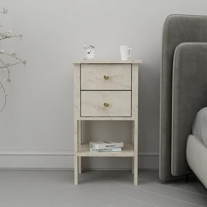 Mobilya Çift Çekmeceli Komodin Traverten