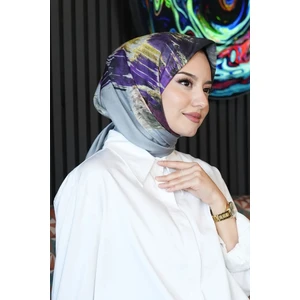 Fırça Desen Mor Soft Pamuk Eşarp