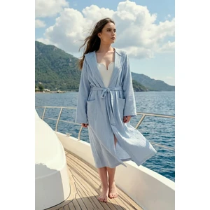 Unisex Kapüşonlu Uzun Müslin Bornoz