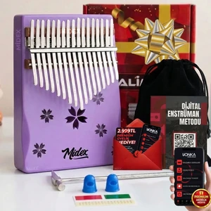 KLX-870 Mor Ahşap Kalimba 17 Tuşlu Full Set