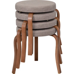 Ege Kestane Ahşap Ayak Istiflenebilir Mutfak-Balkon Taburesi (4 Adet)