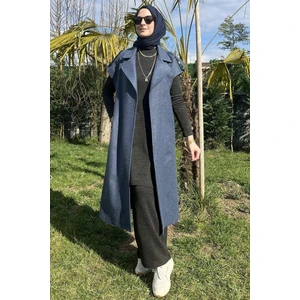 Rabia Şamlı Apoletli Indigo Yelek