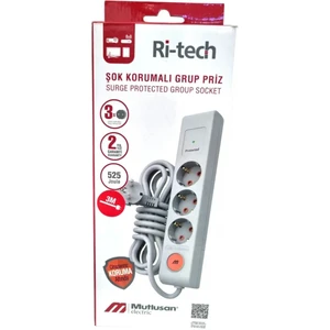 Ri-Tech Üçlü Şok Korumalı Grup Priz