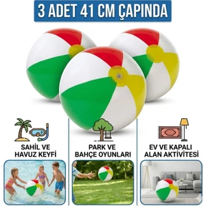 3 Adet Şişme Deniz Topu 41 cm - Glossy Panel Ball