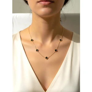 Atalya Accessory Mini Yonca Modeli  Kadın Paslanmaz Çelik Kolye - Kararma Yapmaz Çift Taraflı