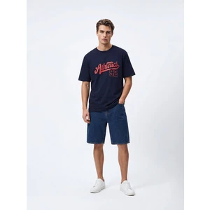 Varsity Baskılı Lacivert T-Shırt