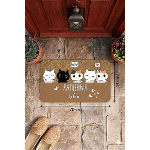 Kedi Çetesi Desenli Kapı Önü ve Iç Mekan Paspası