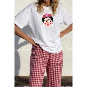 Kadın Premium Kumaş Frida Baskılı Oversize T-Shirt