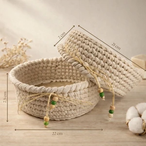 Natural 2' Li El Örgüsü Sepet