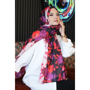 Çiçek Desen Pembe Soft Pamuk Şal