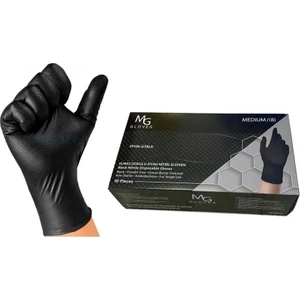 Mg Gloves Elmas Dokulu Siyah Nitril Eldiven