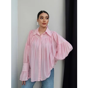 Esra Helvacı Pembe Büzgülü Gömlek
