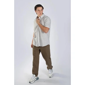 Lee Cooper Andre Erkek Kısa Kol Dokuma Gömlek Gri