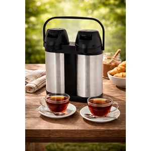 3.8 L Çift Pompalı Çelik Çay Termosu  Çift Katlı Paslanmaz