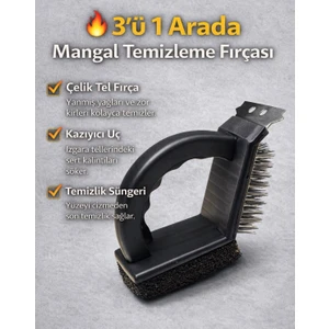 Mangal Temizleme Fırçası 3'ü 1 Arada