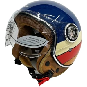 TK06 Çenesiz Yarım Kask Lacivert+ Baff Hediyeli