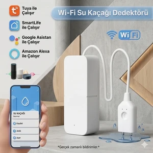 Tuyam smart Wifi Destekli Akıllı Kaçak Su Sensörü + 2 Pil