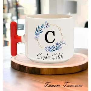 Kişiye Özel Baş Harfli Isimli Beyaz Kupa Bardak