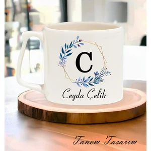 Kişiye Özel Baş Harfli Isimli Beyaz Kupa Bardak