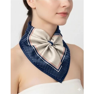 Tarzını Seç Mavi Şerit Puantiyeli Fular / Bandana / Aksesuar 48X48 cm