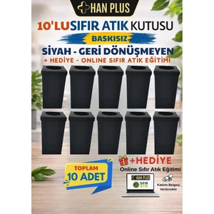 Han Plus Geri Dönüşüm Kutusu - Baskısız 10'lu Set (Siyah)