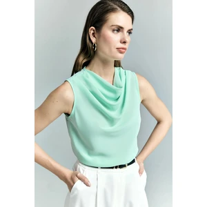 Degaje Yaka Kolsuz Bluz - Mint