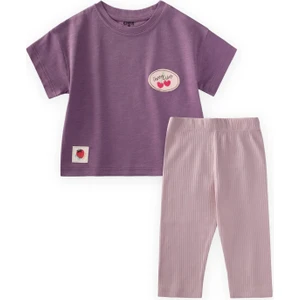 Taylı T-Shirt Takım 1-8 Yaş Mor