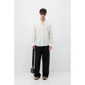 Basic Oversize Pamuk  Keten Gömlek Ekru