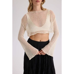 Daisy Ekru İnce Triko Crop