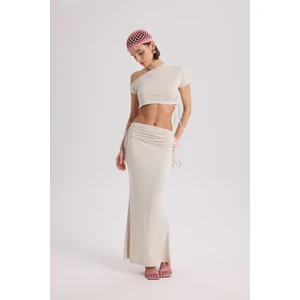 Ivan Büzgülü Bej Crop Etek Takım