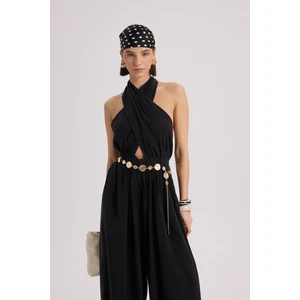 Lios Pencere Detay Siyah Uzun Tulum