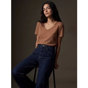V Yaka Basic Lacivert T-Shırt