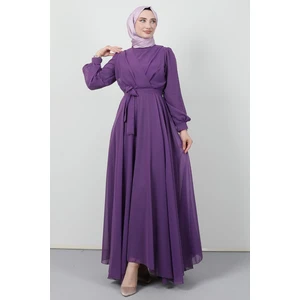 Giza Store Önü Çapraz Şifon Elbise Lila