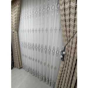 Nivemes Home Nivemeshome Serap Gümüş 1/3 Pileli Bambu Tül Perde