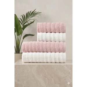 4'lü Ely Pudra Krem Havlu Seti