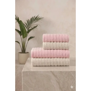 4'lü Ely Pudra Bej Havlu Seti