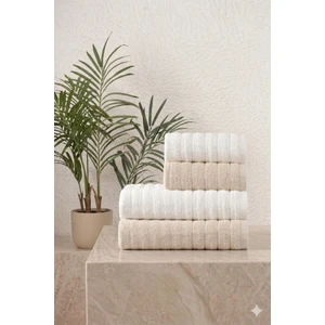 4'lü Ely Bej Krem Havlu Seti