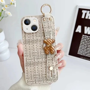 Apple iPhone 13 Uyumlu Kılıf Zebana Teddy Silikon Kılıf Bej