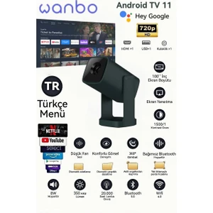 Cube 1 Mini Projektör (Wi-Fi ve Bluetooth Özellikli)