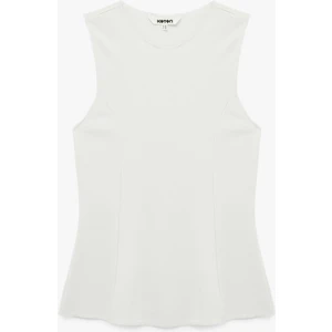 Slim Fit Bisiklet Yaka Kolsuz Bluz